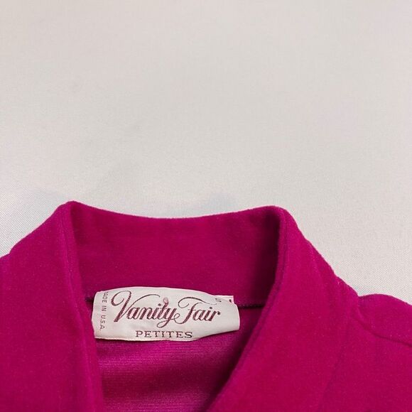 Vintage Vanity Fair Bright Fushia Embroidered Fleece House Coat Maxi Robe Small - Picture 7 of 9